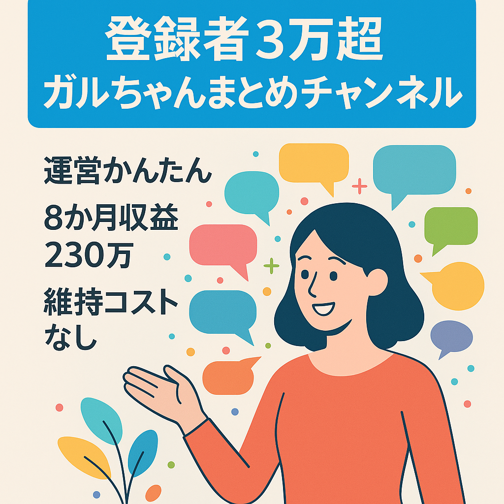 ［登録者数3万人越え］開設8ヶ月で収益230万突破　ガルちゃんまとめ系最大手