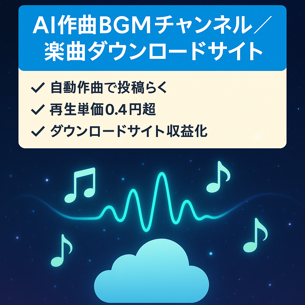 【初月収益17万弱】属人性なし(AI作曲)の作業用BGMチャンネルと収益化済みの楽曲ダウンロード用サイト