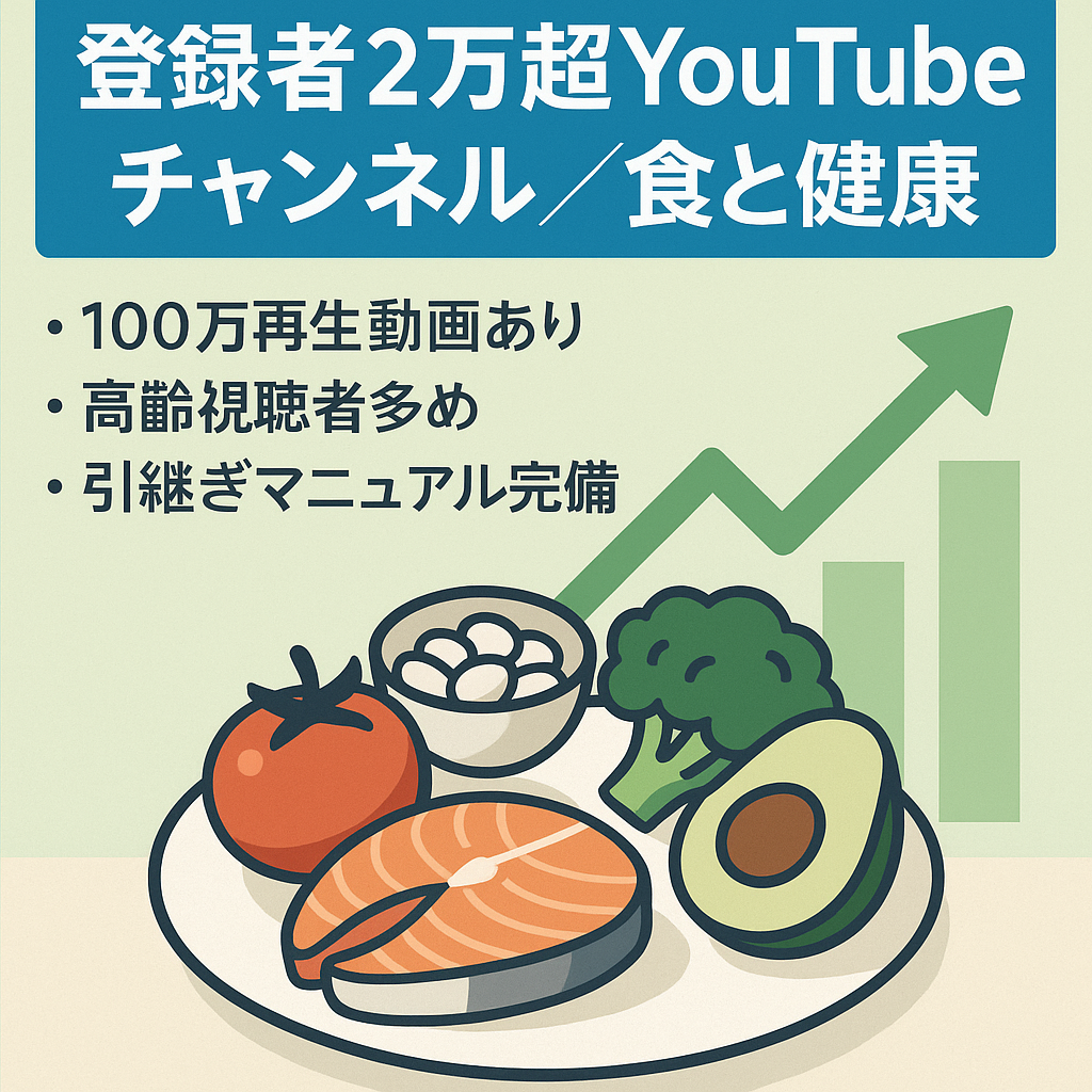 【登録者 2万人越え】食・健康に関するYouTube★最高月利 55万円★アフィリエイトとの相性◎