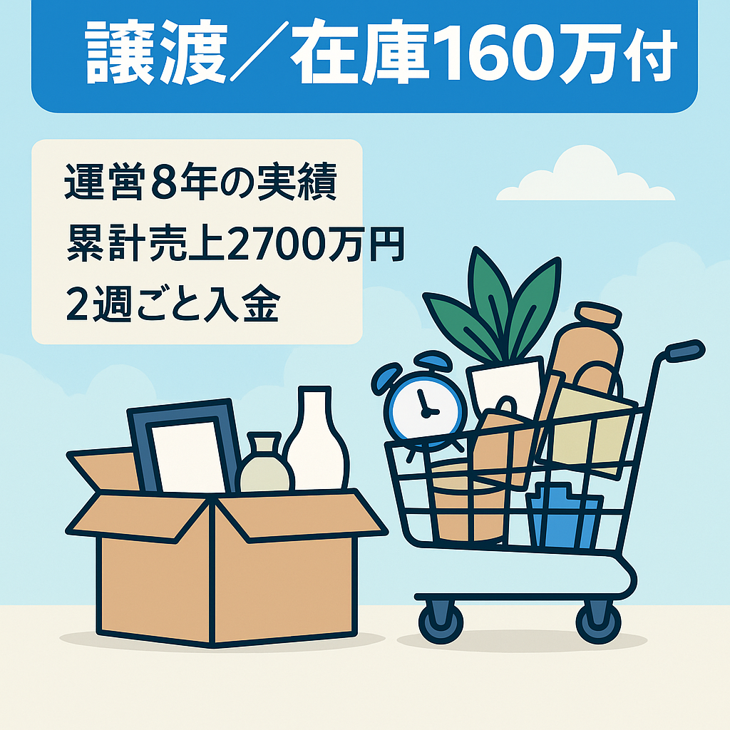 【8年健全経営Amazonセラー】EC事業の譲渡【累計売上2700万/在庫160万円相当譲渡】雑貨・おもちゃ・アパレルなど取扱い