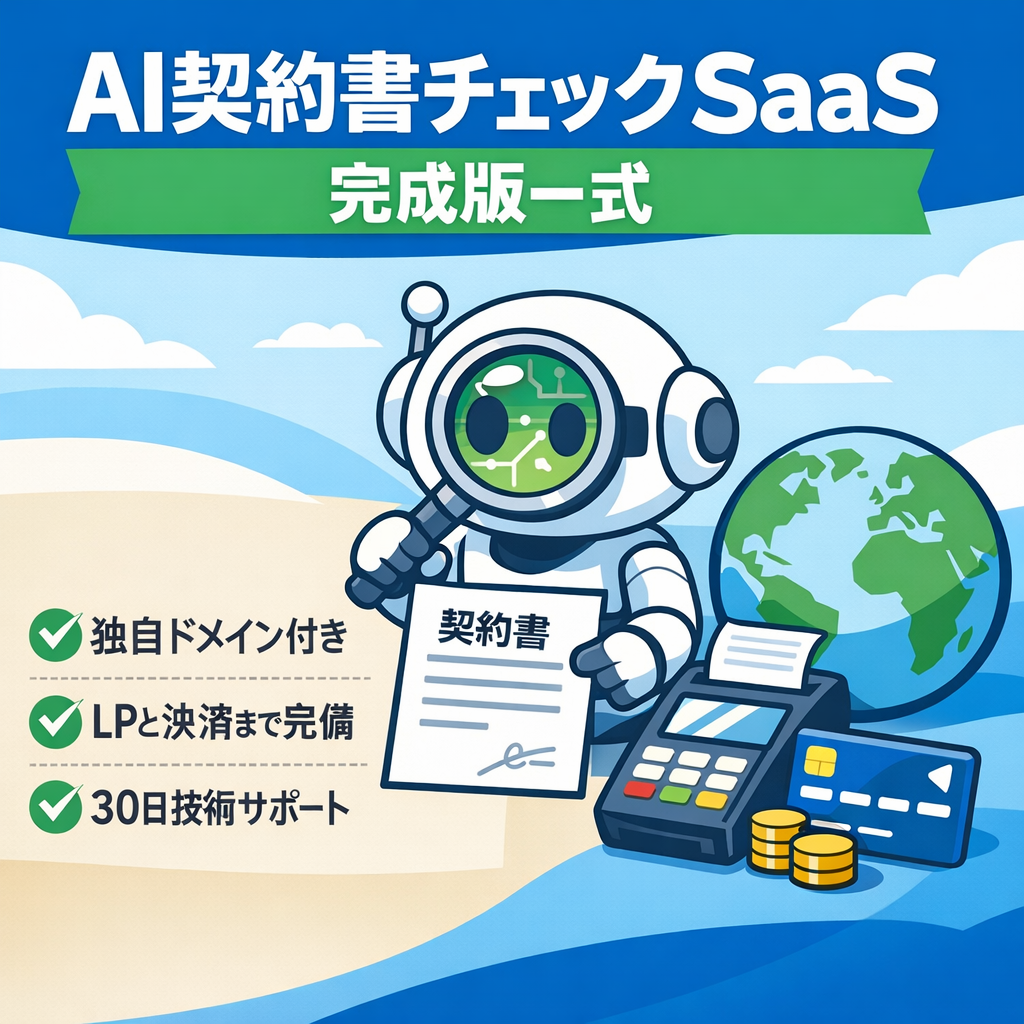【AI契約書チェックSaaS】リスク可視化・独自ドメイン・Stripe決済・LP完備