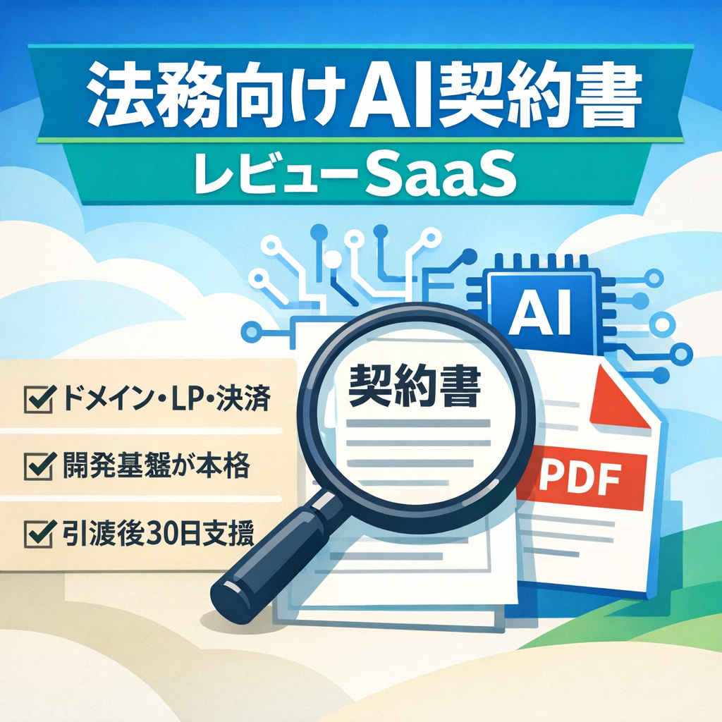 【士業・法務向け】AI契約書レビューSaaS｜PDF→リスク自動検出｜顧問料不要の法務ツールとして販売可