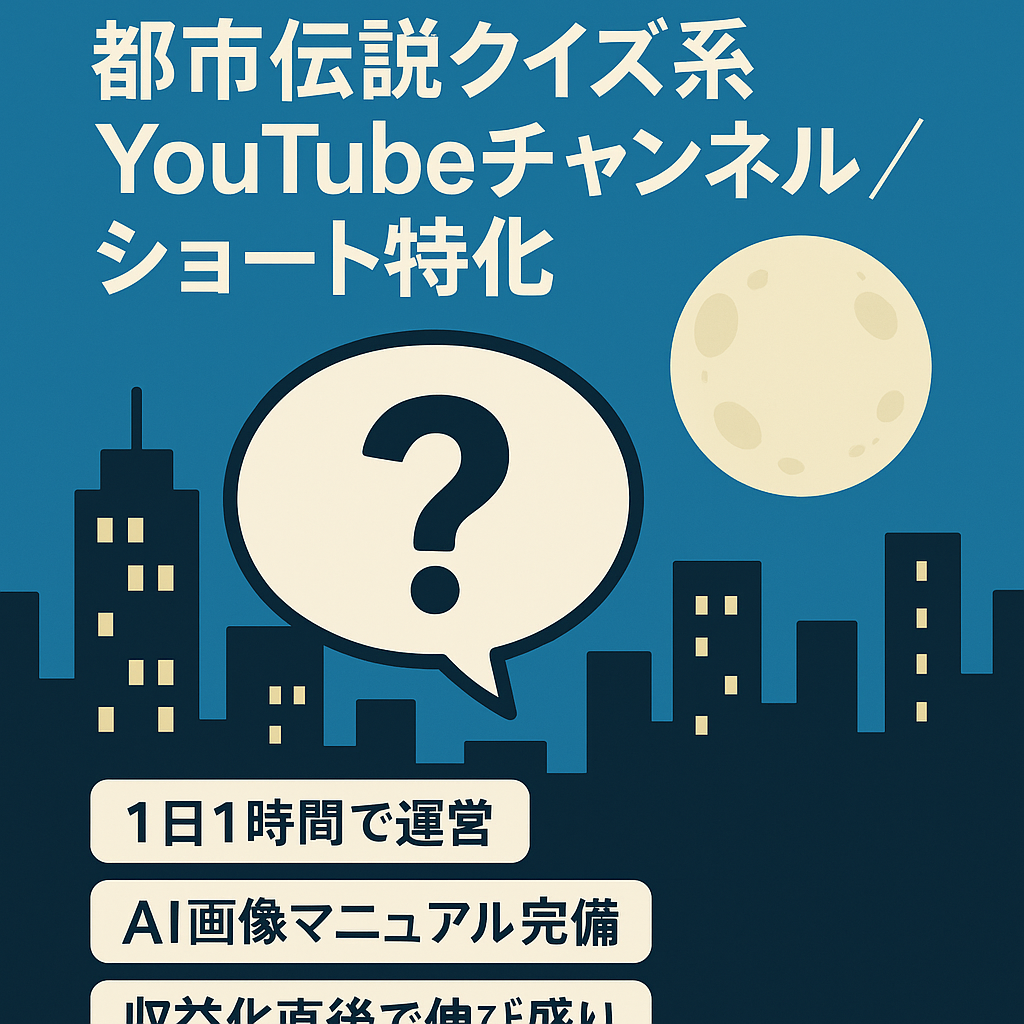 【収益見込み月約30万円】属人性なし都市伝説的クイズチャンネル！作業時間毎日1時間ショート特化【10月1200万再生以上】