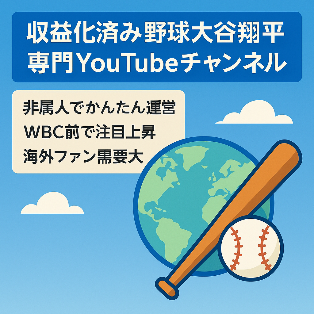 【収益化済み！】野球、大谷翔平に特化した専門チャンネル【顔出し不要/属人性なし】