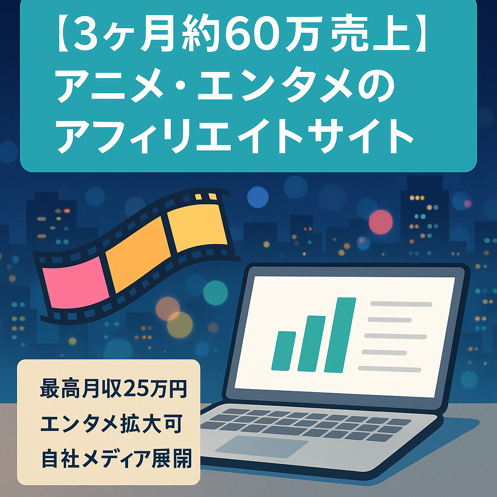【3ヶ月約60万売上】アニメ・エンタメのアフィリエイトサイト