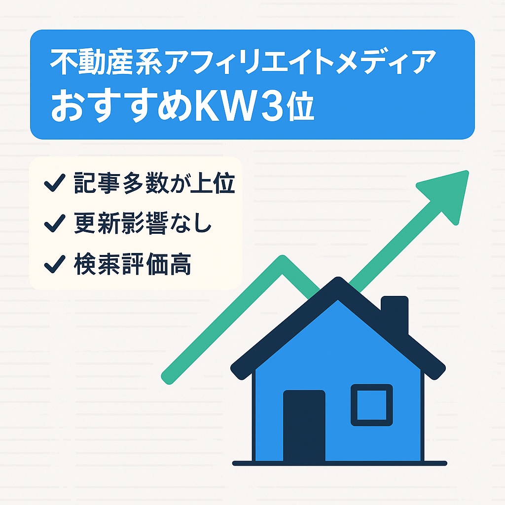 【不動産系おすすめKWで3位】不動産系記事を展開しているアフィリエイトメディア