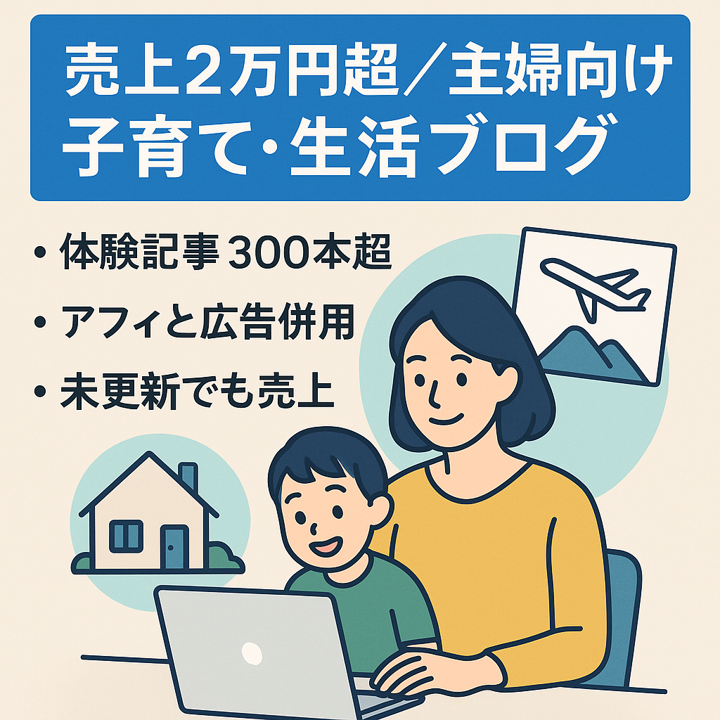 【1月売上2万円超え】記事数300以上！実体験多め、流行り廃りの少ない主婦向けブログ（子育て、生活、旅行など）