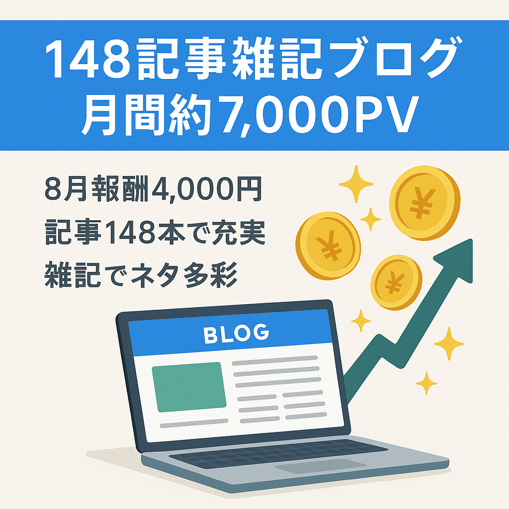 【報酬発生あり】148記事の雑記ブログで月間約7,000PV