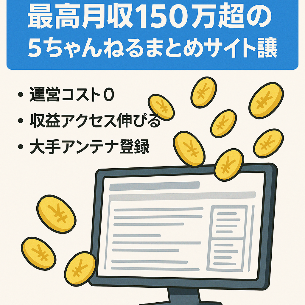【最高月収150万超】５ちゃんねるまとめサイトの譲渡
