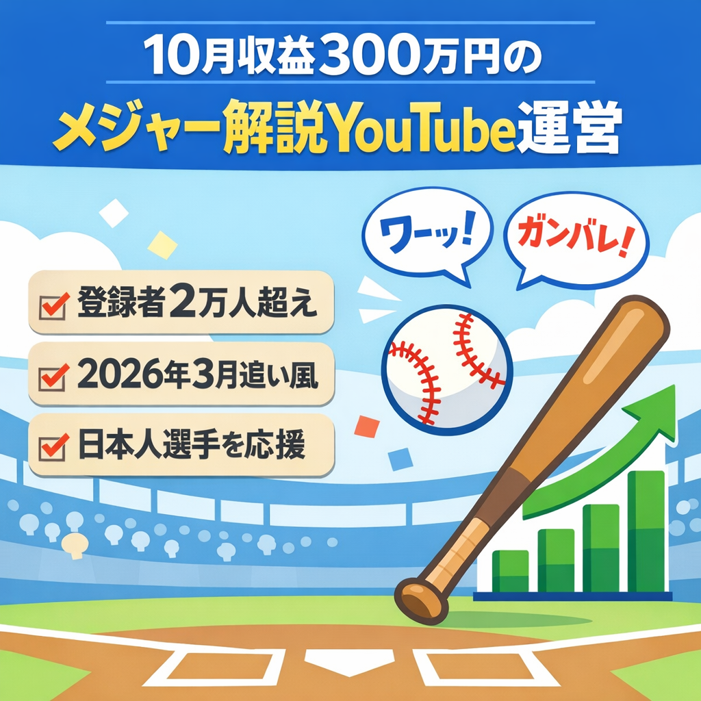 【最終値下/10月収益300万円/登録者2万人超え】大谷翔平賞賛&MLB解説系チャンネル