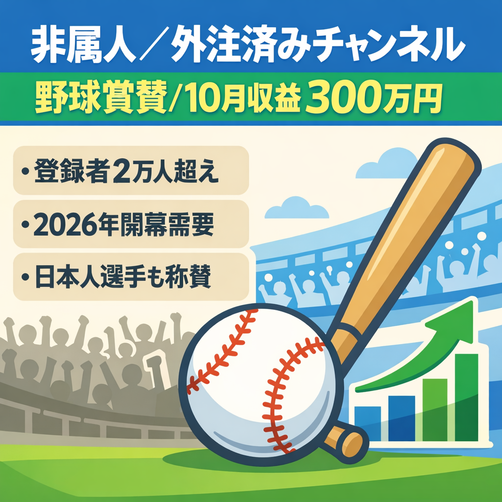【非属人/外注済み】3月25日からシーズン開幕！10月収益300万円の大谷翔平チャンネル