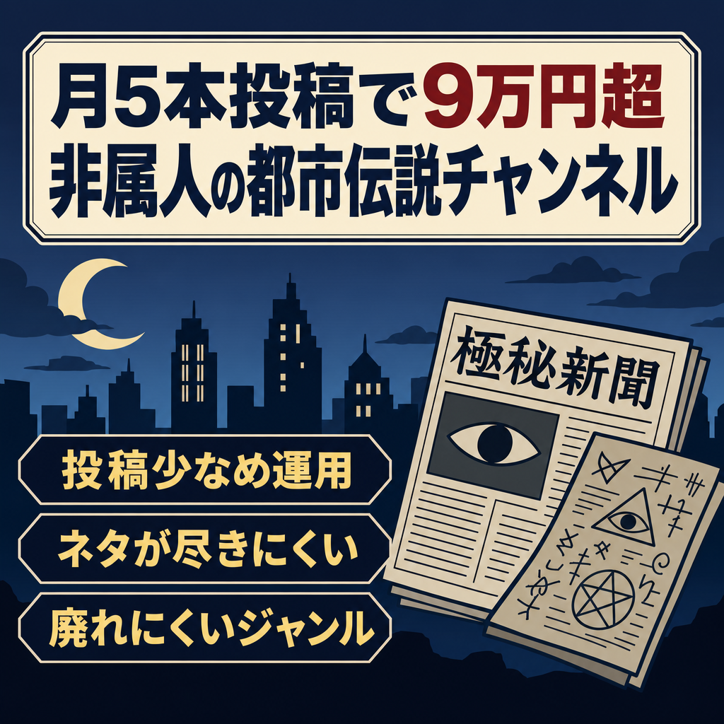 【月に5本投稿で9万円超】根強い人気の非属人都市伝説チャンネル