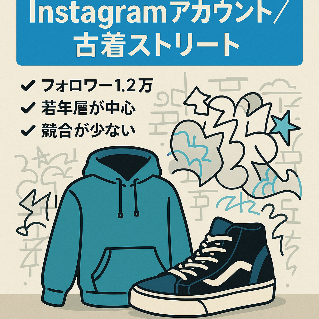 Instagram　アカウント　フォロワー1.2万人　ファッション系アカウント（古着、ストリート）