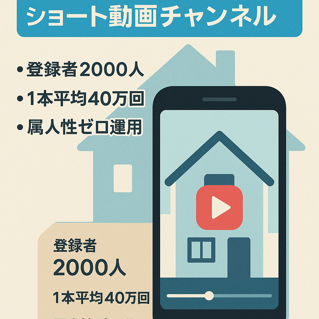 【チャンネル登録者数2000人】属人性ゼロのショート動画特化の不動産紹介系YouTube&TikTokチャンネル【投稿数本平均再生40万回】