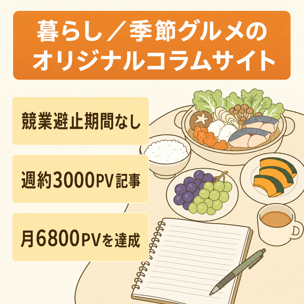 【再掲載】レントラックススカウト&他ブログで週約3000pv記事（2025.1月最終週から2月第1週）！暮らし・季節のオリジナルコラム集【ドメイン＆競業避止期間なし】