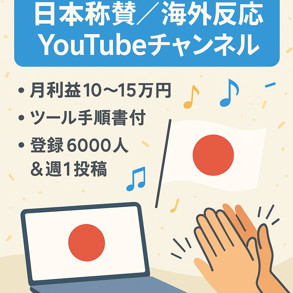 【週1本で月利15万円・登録者6000人越え】収益化済み日本称賛系・音楽の海外の反応YouTube【マニュアル・ツール付】