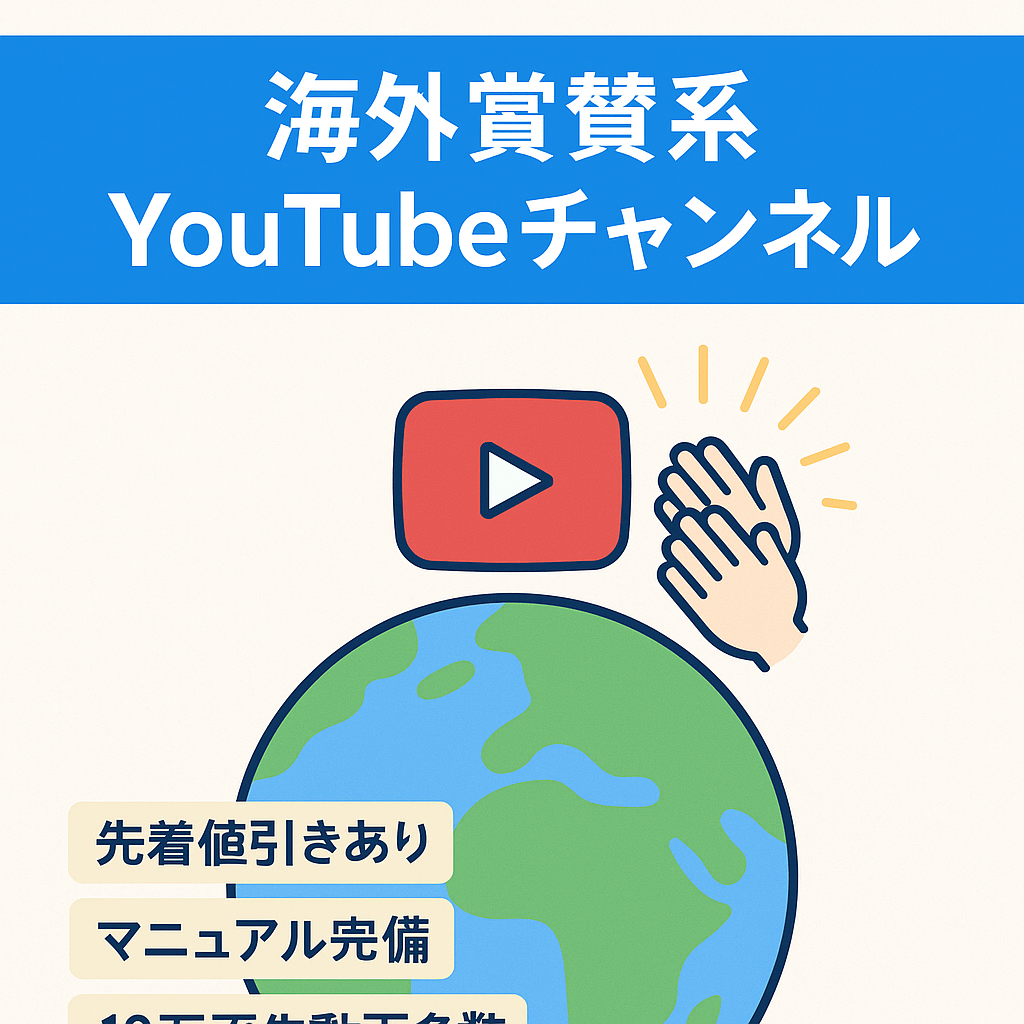 【先着者、値引き対応あり】【譲渡後サポートあり】海外から賞賛される系YouTubeチャンネル
