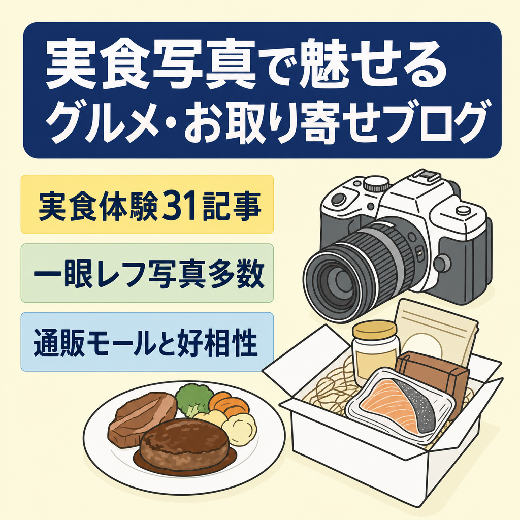 実食体験・一眼レフ写真多数｜31記事掲載のグルメ・お取り寄せ特化ブログ