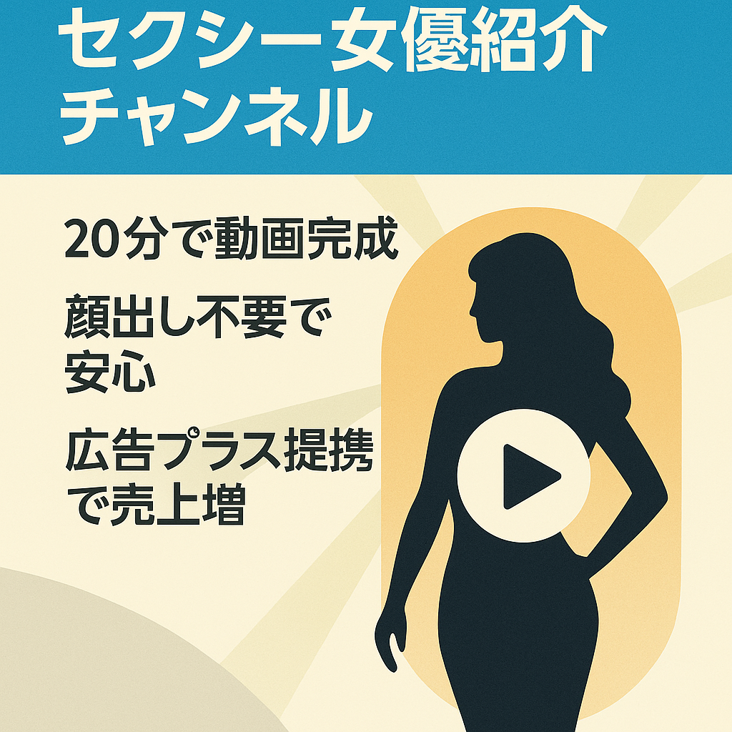 値下げ！【登録者5800人以上伸び盛り】セクシー女優紹介まとめ系/攻め過ぎない安全運用◎【属人性なし顔出し不要】