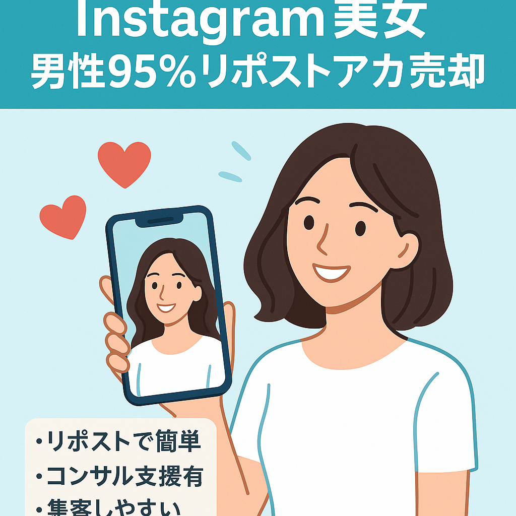 レア案件【Instagram 美女系リポストアカ】男性率95％ 出会い系やマッチングアプリ、アダルト誘導◎