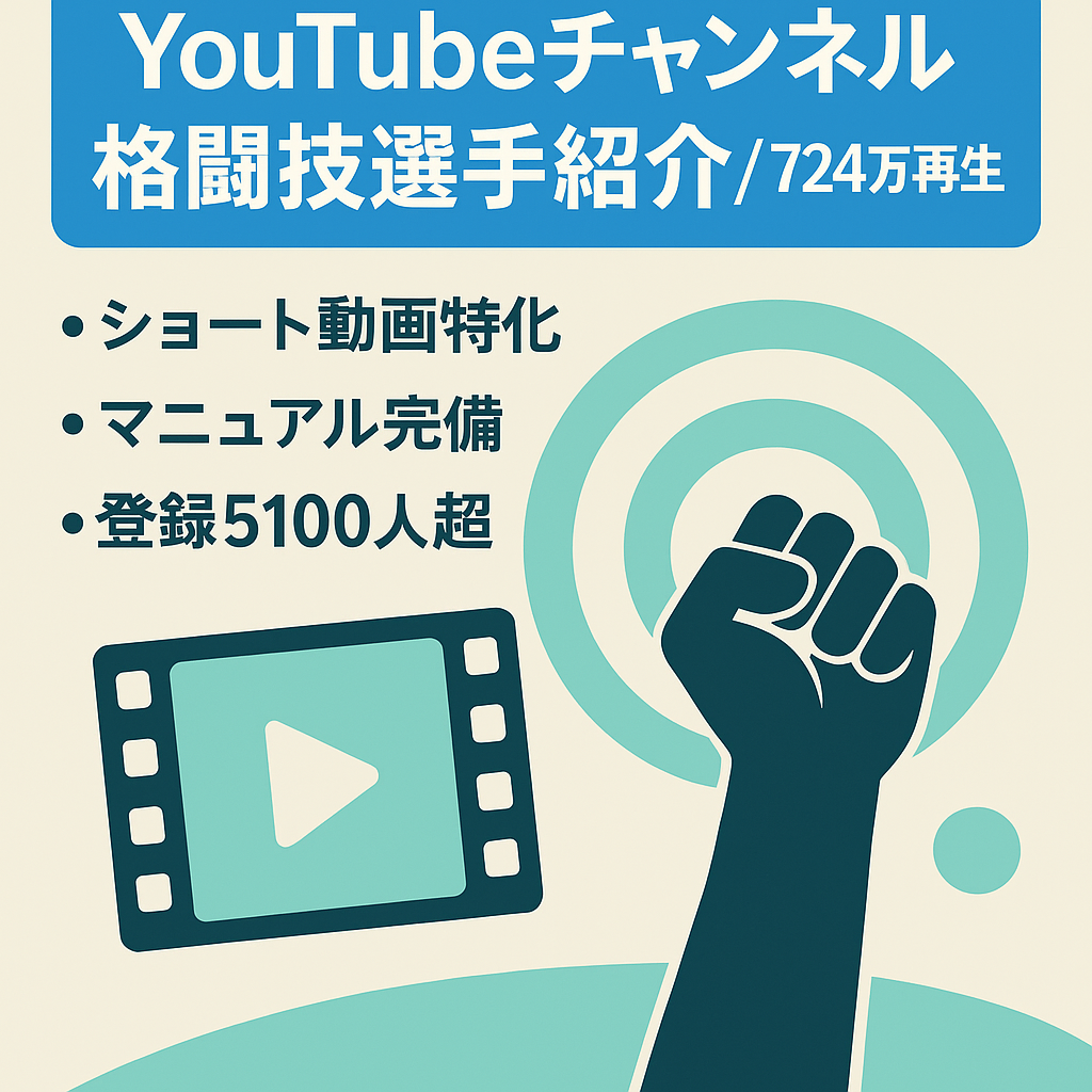 【1人でも運営可能・ショート動画メイン】格闘技選手紹介チャンネル・総再生回数724万回以上！【登録者数5,100人】