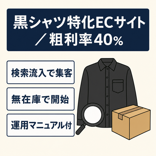 SEOが効いた集客力の黒シャツ特化EC！粗利率40%の高収益モデル