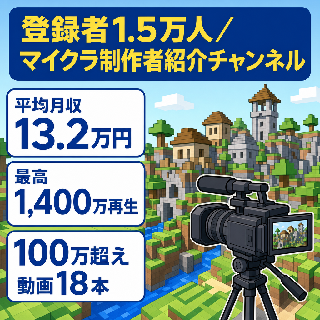 【平均月収13.2万円】属人性無し/登録者数1.5万人/マイクラクリエイター紹介チャンネル
