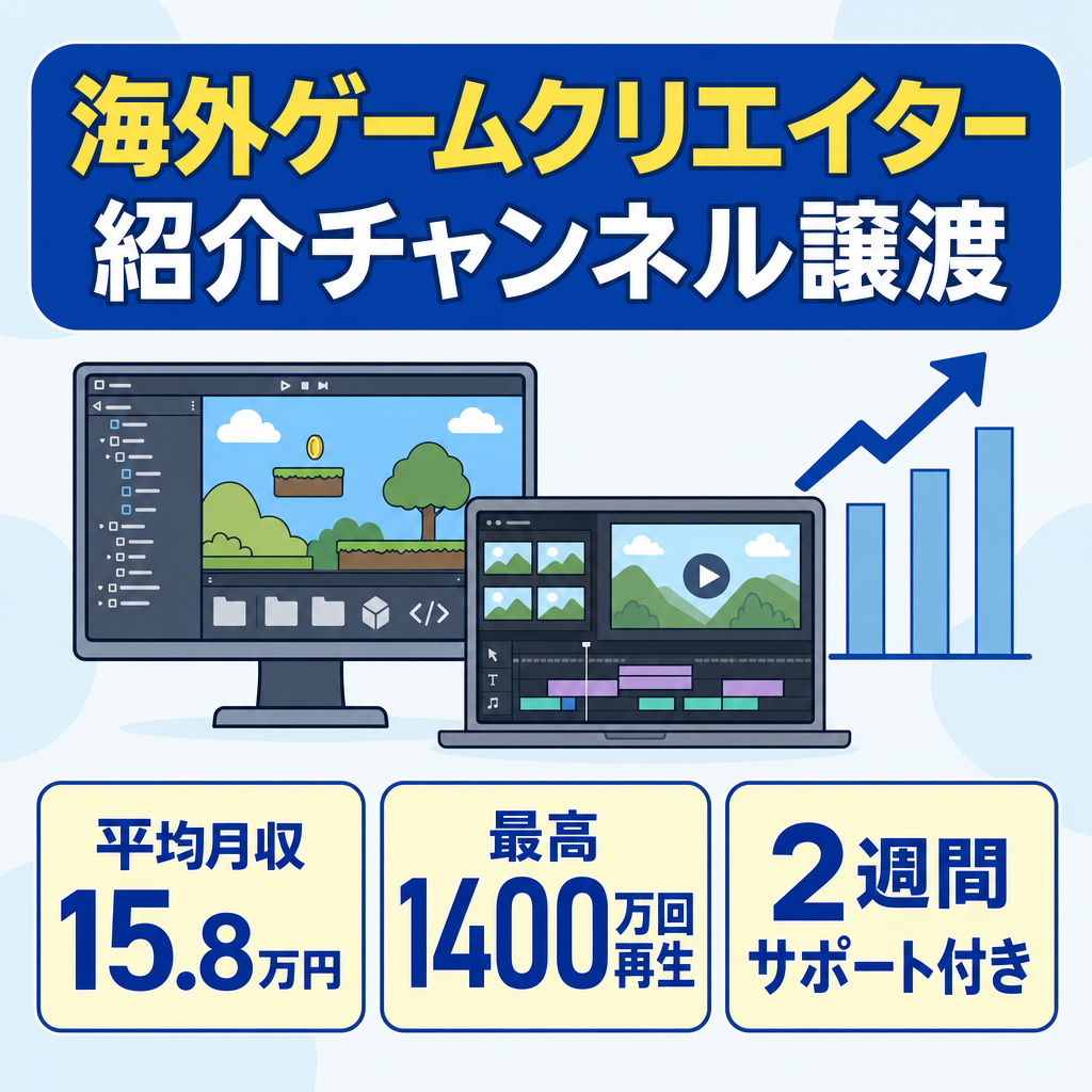【直近3ヶ月平均月収15.8万】最高再生数1400万回/登録者数1.5万人/海外ゲームクリエイター紹介チャンネル