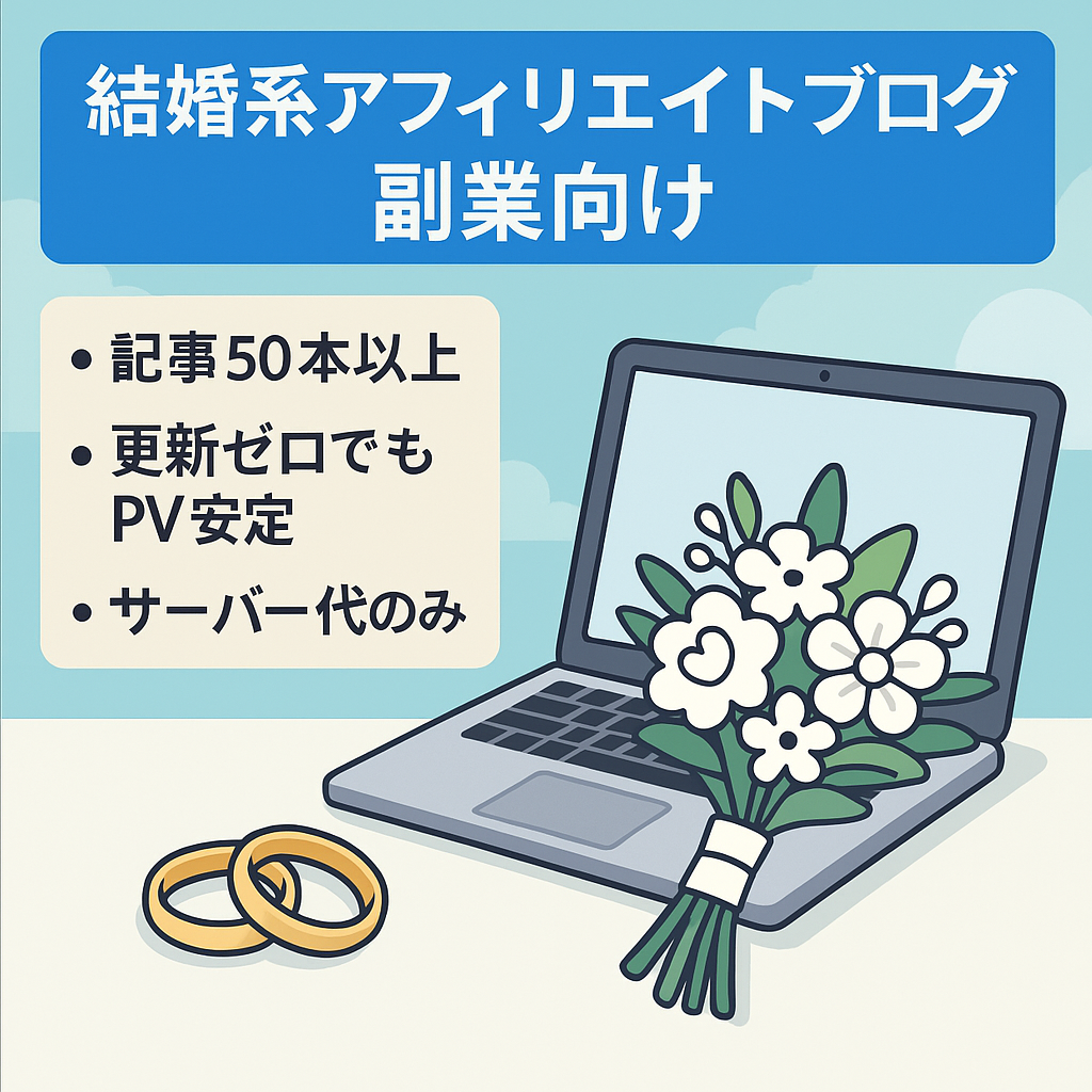 【副業可能】結婚に関するアフィリエイトブログ（更新なしでもPV数確保）