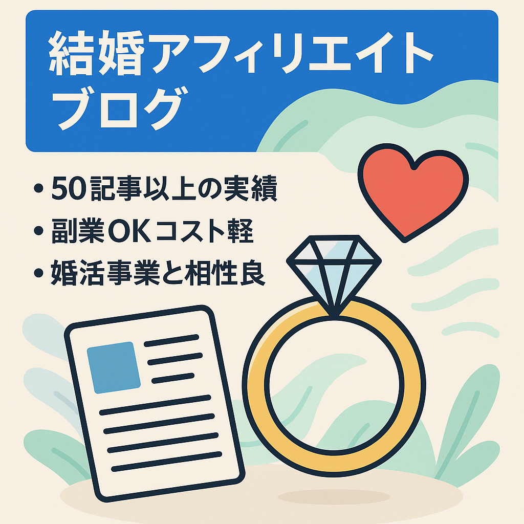 【副業OK・50記事以上】結婚に関するアフィリエイトブログ