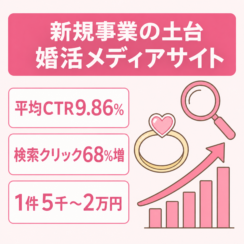 【新規事業・特化サイトの土台に】平均CTR9.86%/クリック前月比68%増の高単価婚活メディア