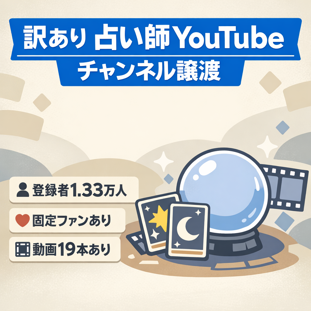 訳あり：【登録者1.33万人】占い師YouTubeチャンネル譲渡します