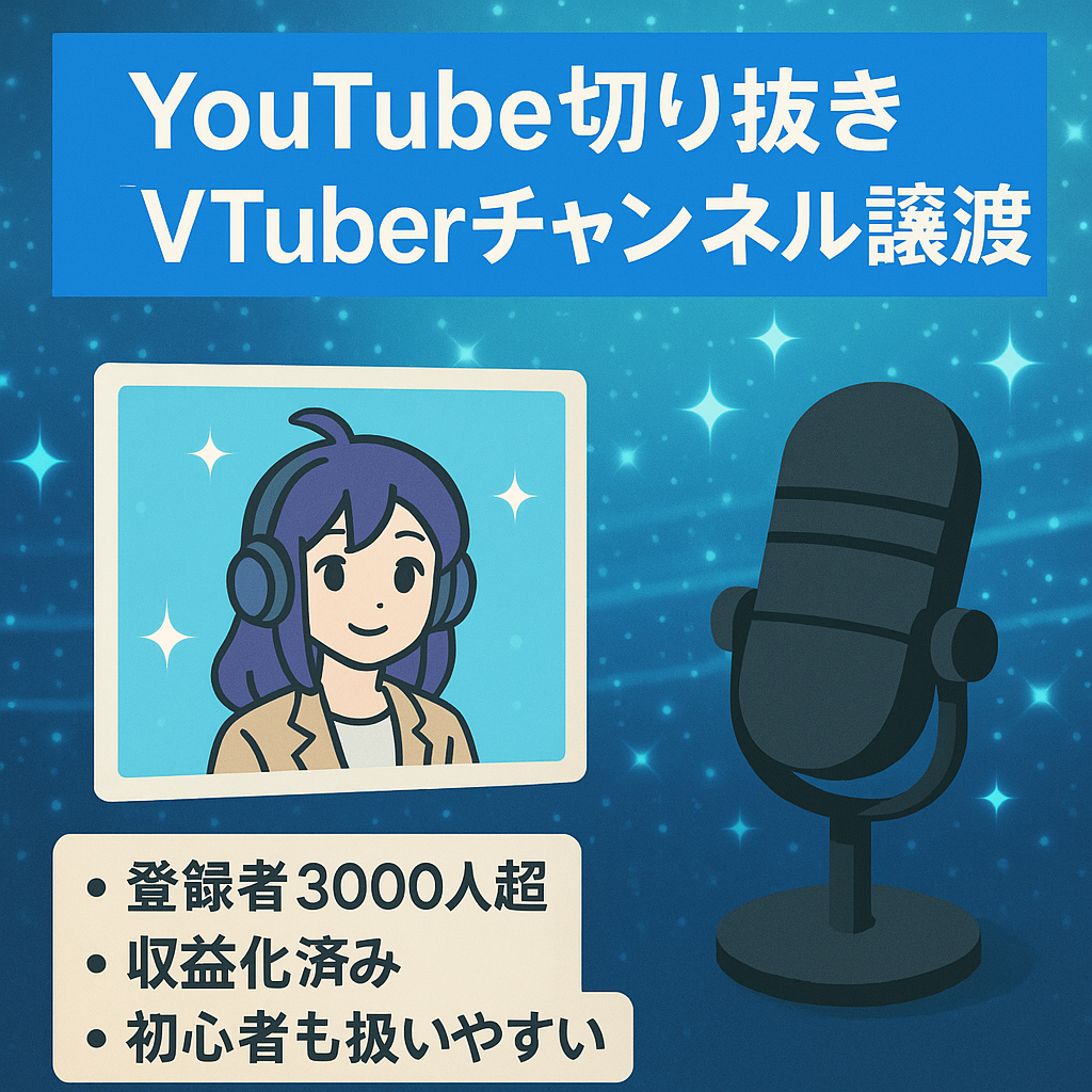 【Youtube】Vtuber切り抜きチャンネルの譲渡【収益化済み・登録者3000人超え】