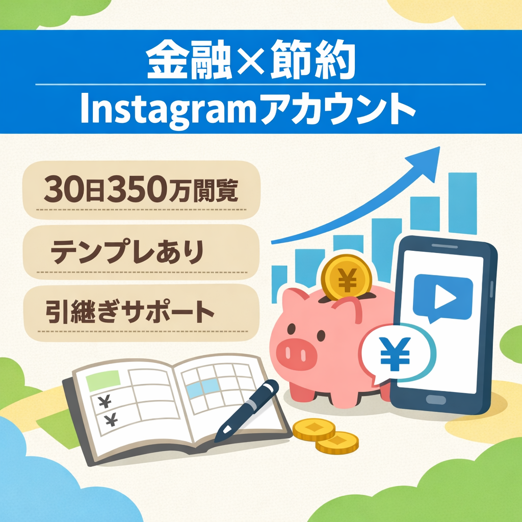 【30日閲覧350万超】金融×節約Instagram｜テンプレ化済・引継ぎ可