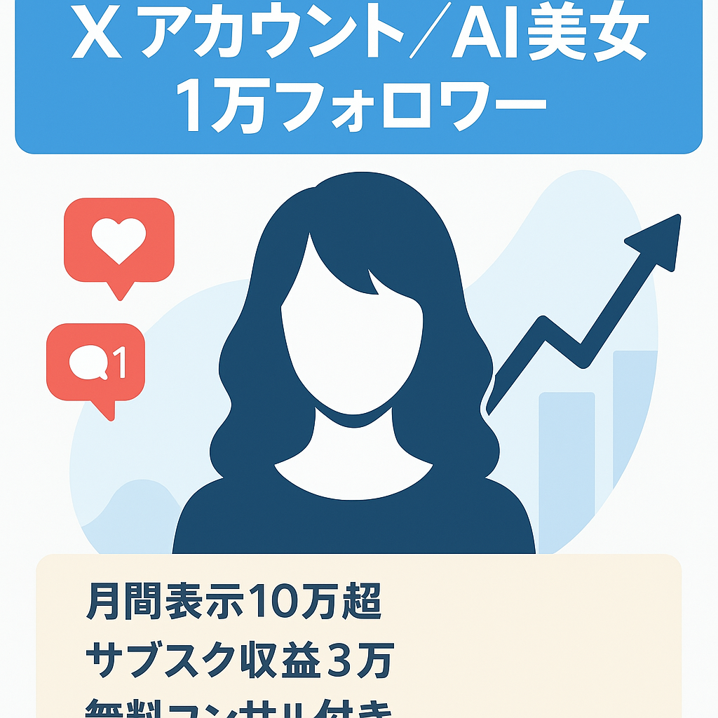 【フォロワー1万人】X(旧Twitter)でAI美女運用｜毎月のサブスク収入｜1週間無料コンサル付き