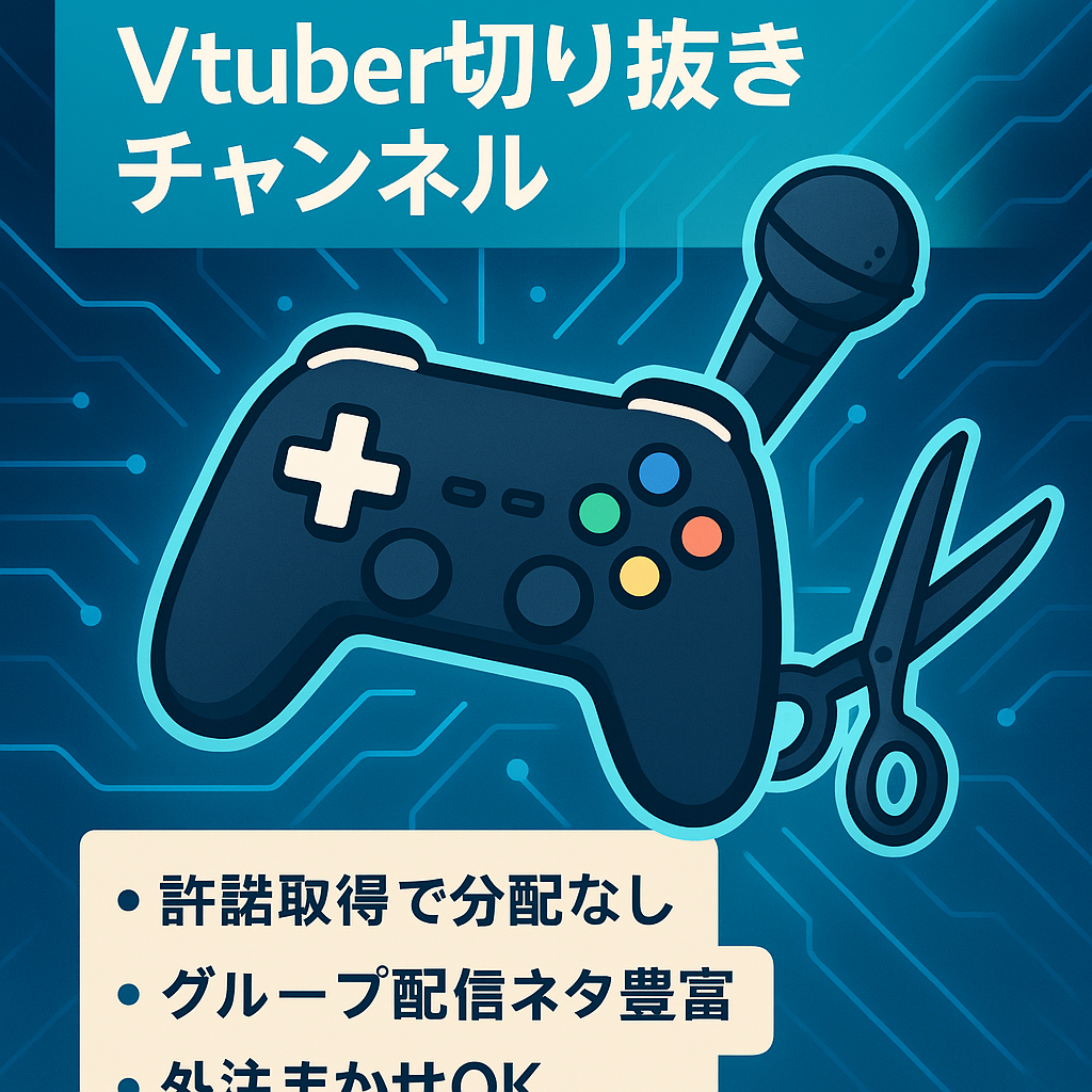 【収益化翌月25万円売上】ゲーム配信Vtuber切り抜きチャンネル【成長性◎/フル外注可能】