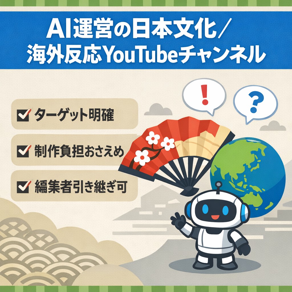 【AI使用＆外注可能！】日本文化・海外の反応系YouTubeチャンネル【編集者引渡可能】