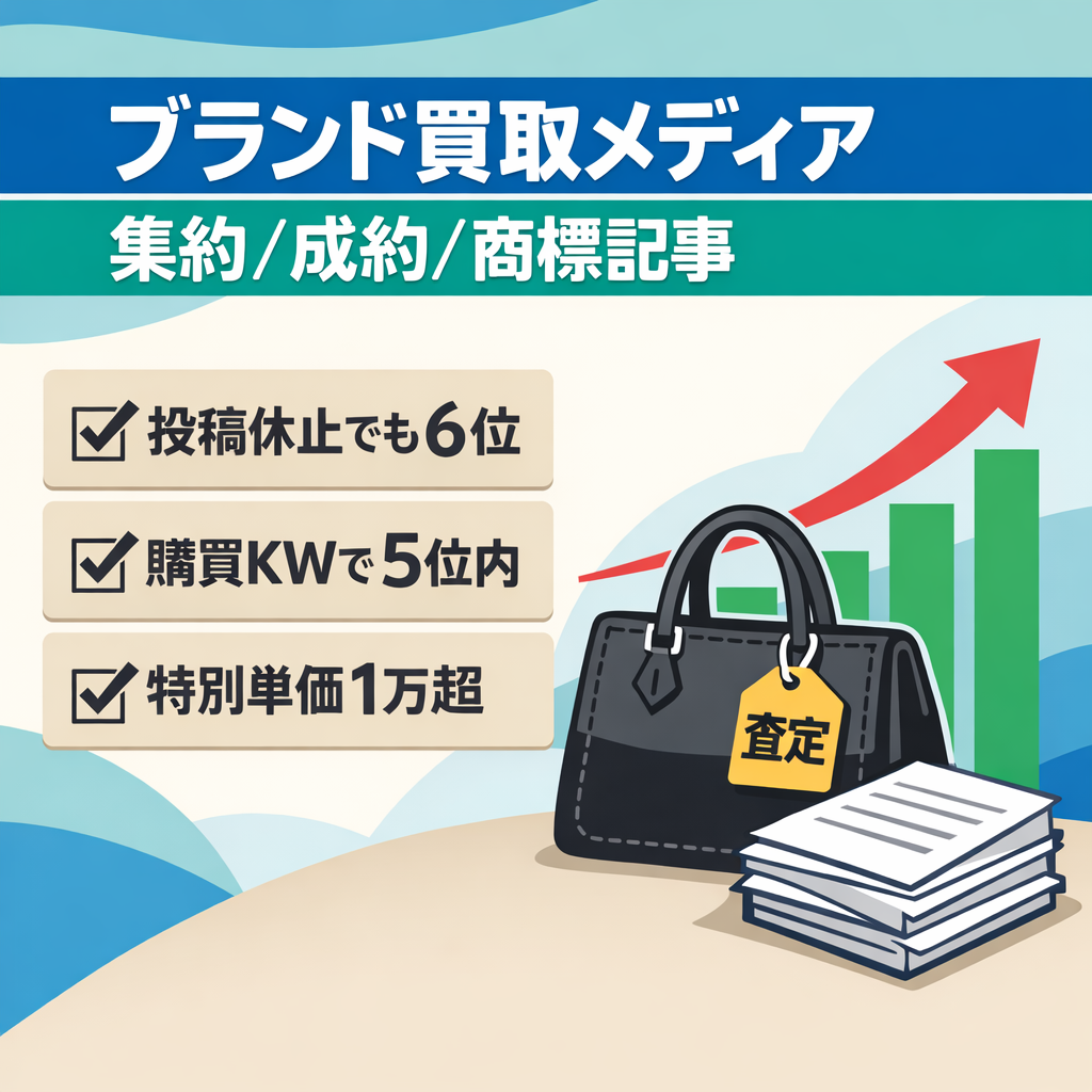 【激戦ジャンル】ブランド買取特化メディア｜ライターによる集約記事30件・成約記事1件・商標記事1件