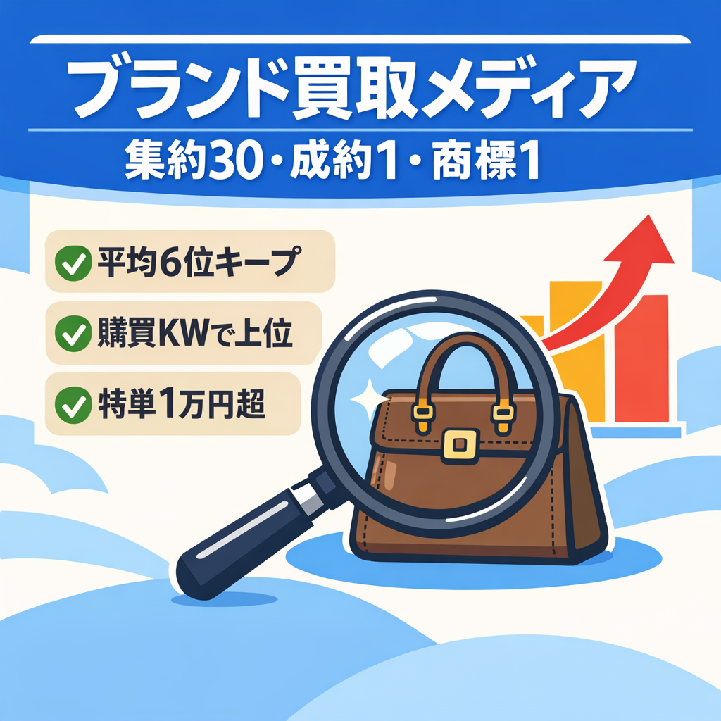 【激戦ジャンル】ブランド買取特化メディア｜ライターによる集約記事30件・成約記事1件・商標記事1件
