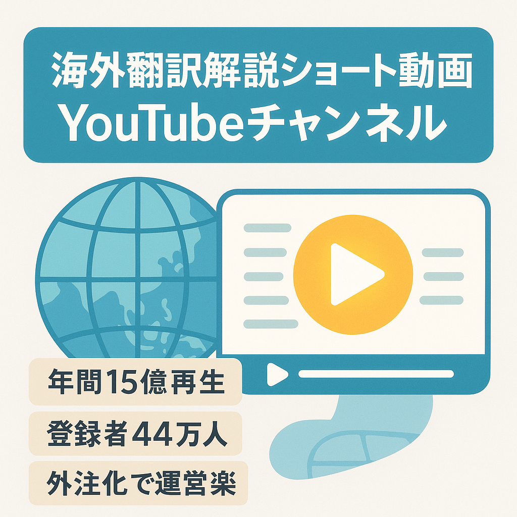 【直近1年間15億再生/登録者44万人】海外動画翻訳解説系ショートch【外注化済み・譲渡後マニュアルお渡し可】