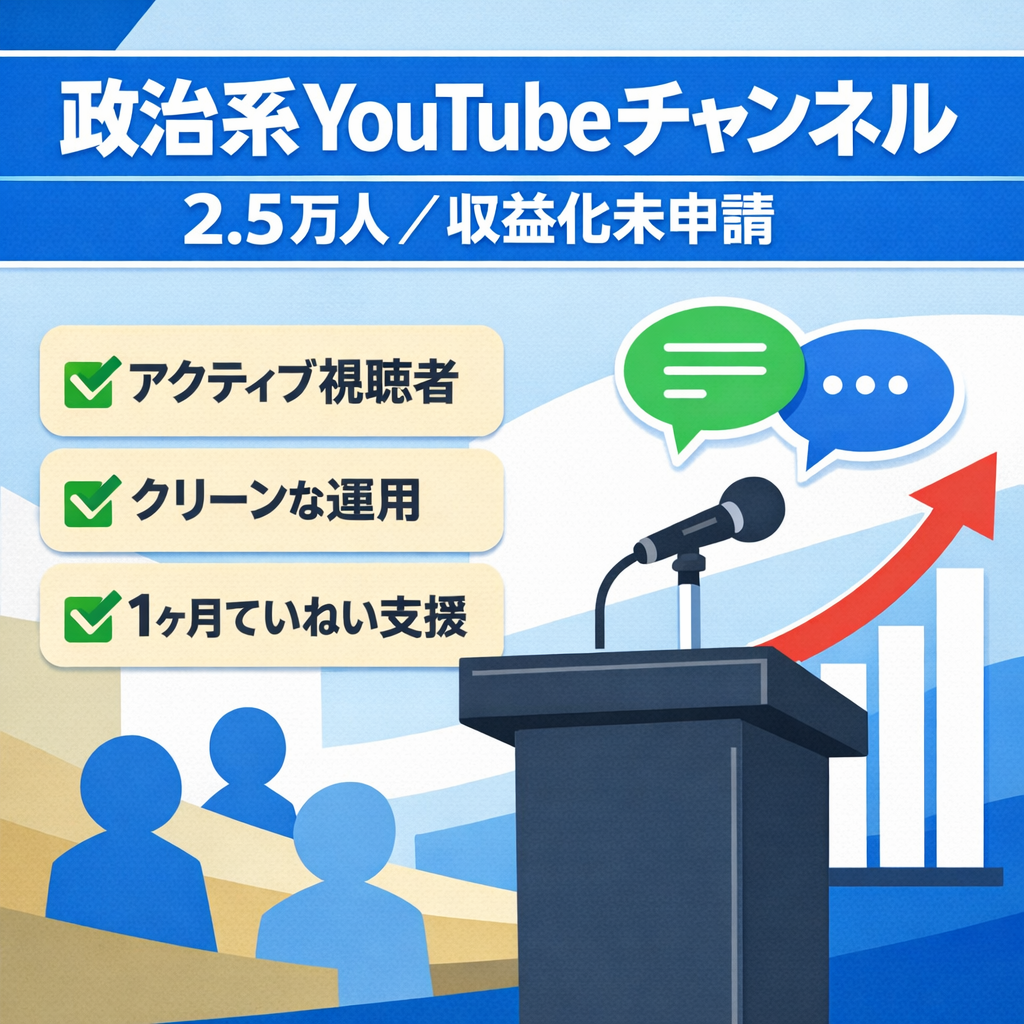【政治系2.5万人】収益化条件達成・未申請のクリーンch