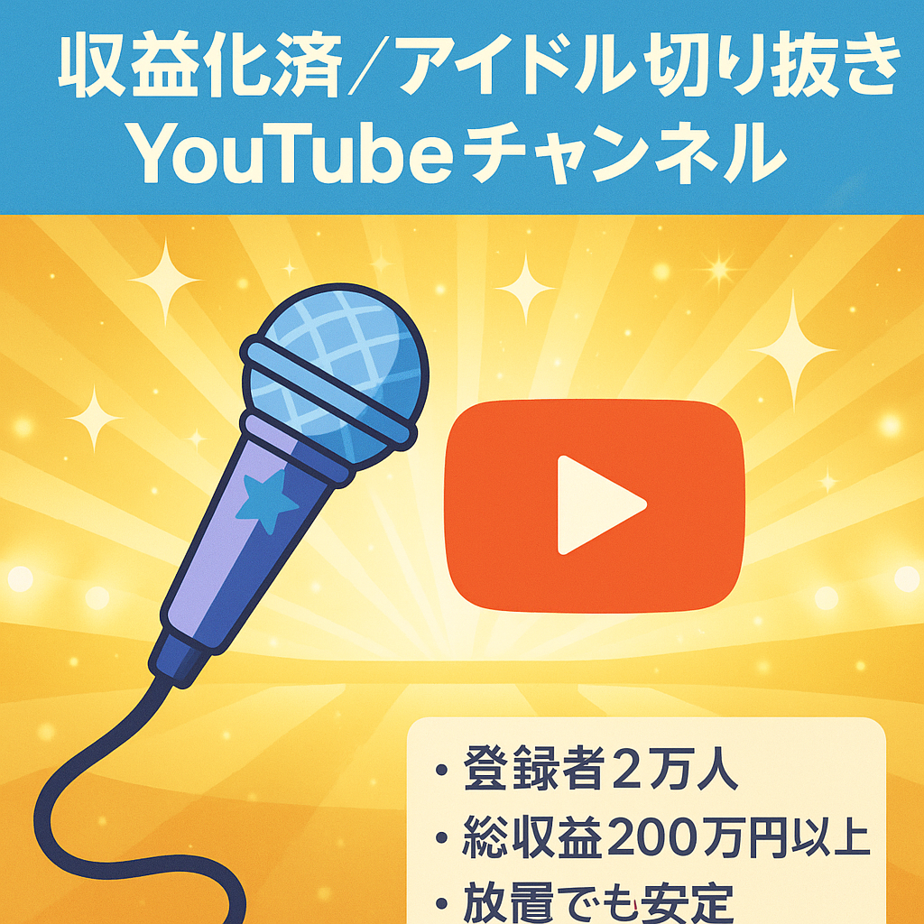 【収益化済み】アイドル系切り抜きYouTubeチャンネル_登録者数2万人！総収益200万円以上