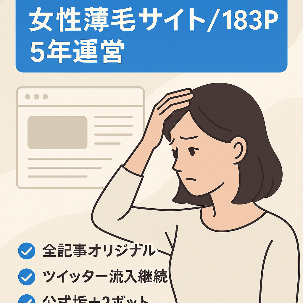 【女性薄毛メディア183ページ】運営歴5年。ほぼTwitter集客