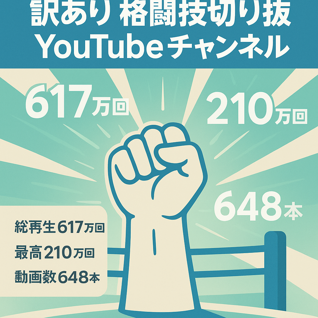 訳あり：【総再生数回数617万回】最高再生数200万以上 某有名格闘技団体切り抜きチャンネル