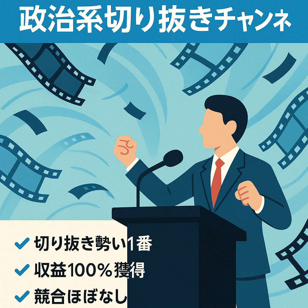 【7月収益330万円】登録者10万人！政治系YouTuberの切り抜きチャンネル