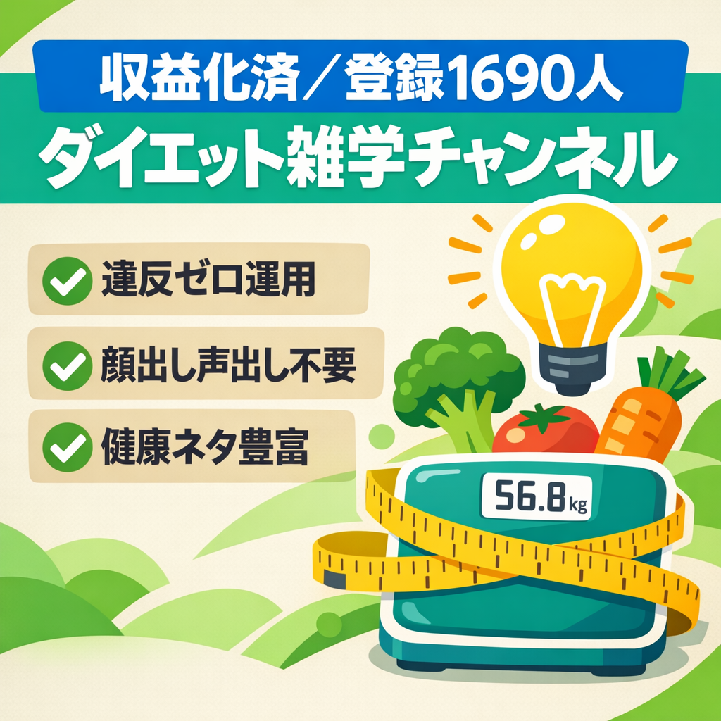 【収益化済・登録者1690人】ダイエット雑学チャンネル【顔出し無し非属人・AI活用】