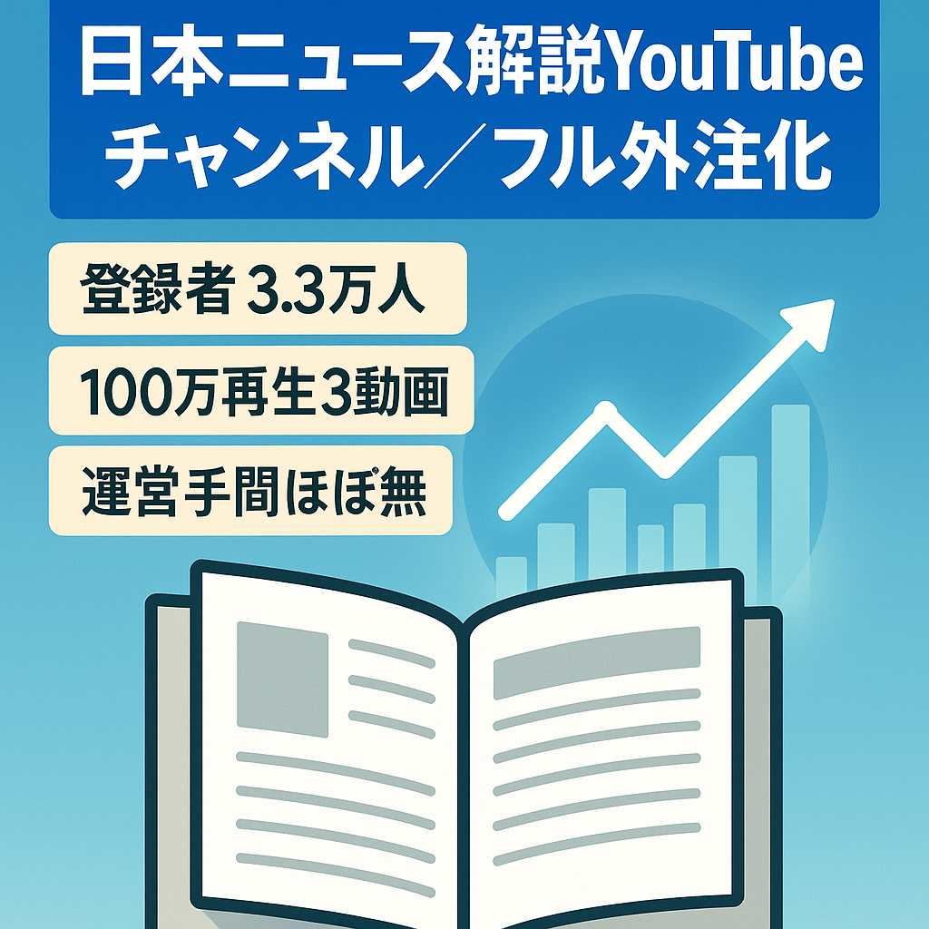 【フル外注化済み】日本のニュース解説系YouTubeチャンネル【登録者3.3万人・再生数100万回超え3本】