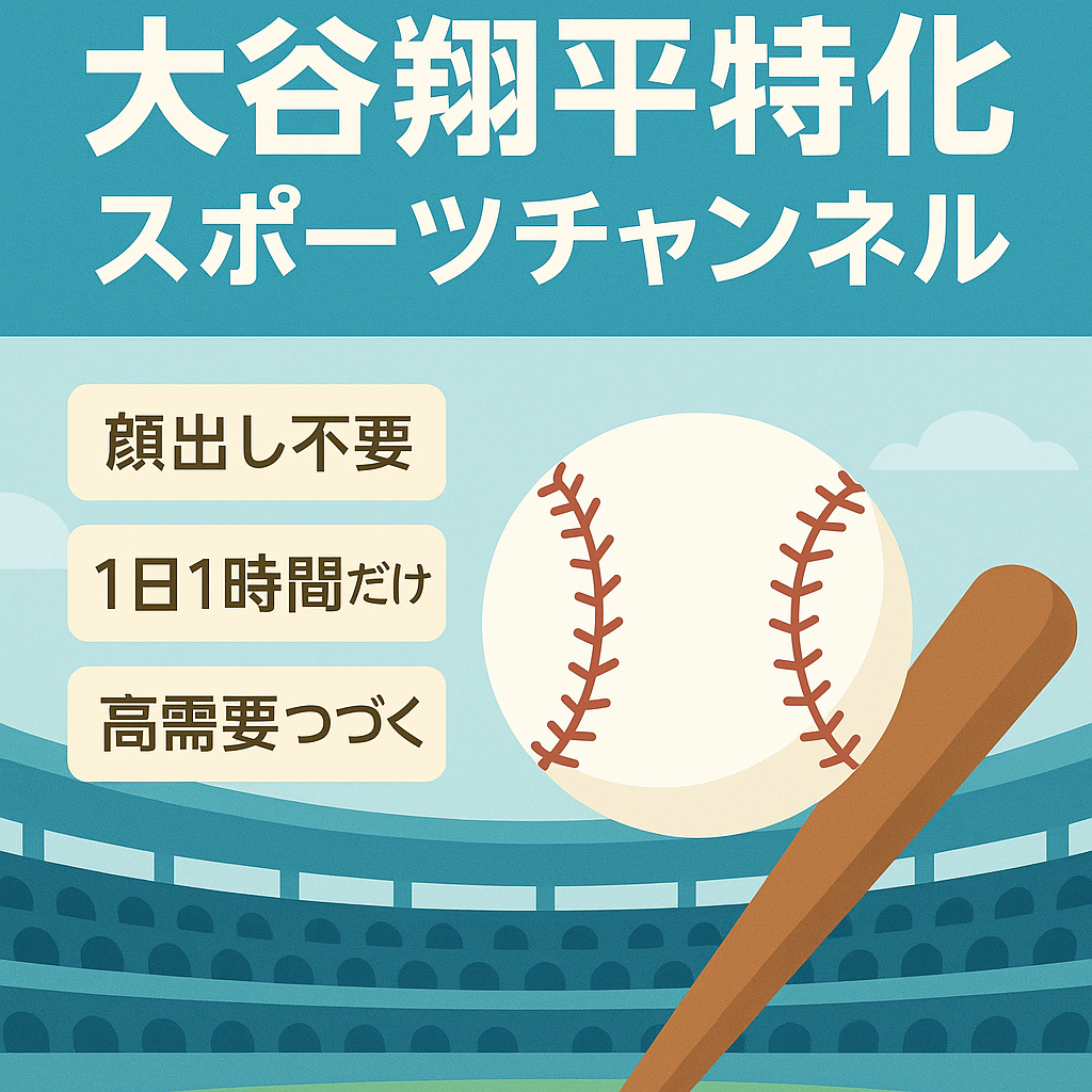 【大谷翔平特化チャンネル】1日1時間程度の作業で継続運営可能！ 顔出し不要/属人性なし【再現性あり】人気のスポーツチャンネル