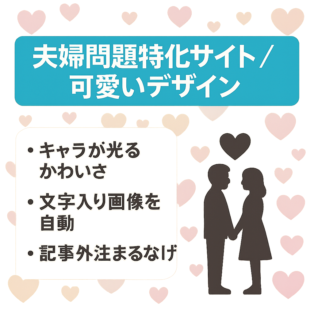 【夫婦問題特化サイト】高クオリティなカワイイデザインが特徴の夫婦問題に関する特化サイト