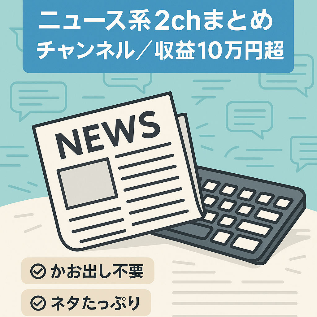 【最高収益10万円越】ニュース・時事系2chまとめチャンネル【属人性なし】